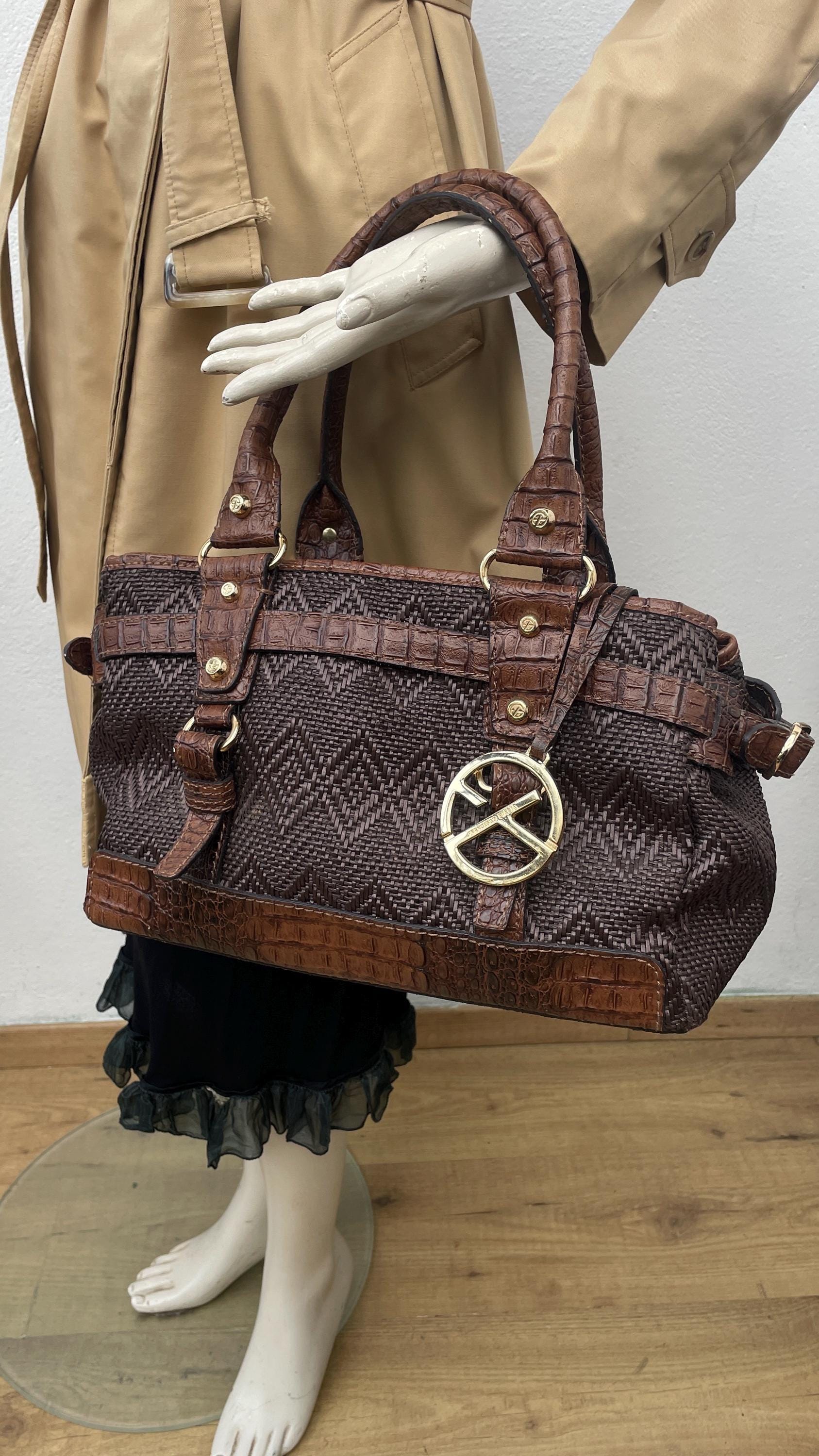 RAFFIA LEATHER SHOULDERBAG | Vintage Francesco Biasia Shoulderbag