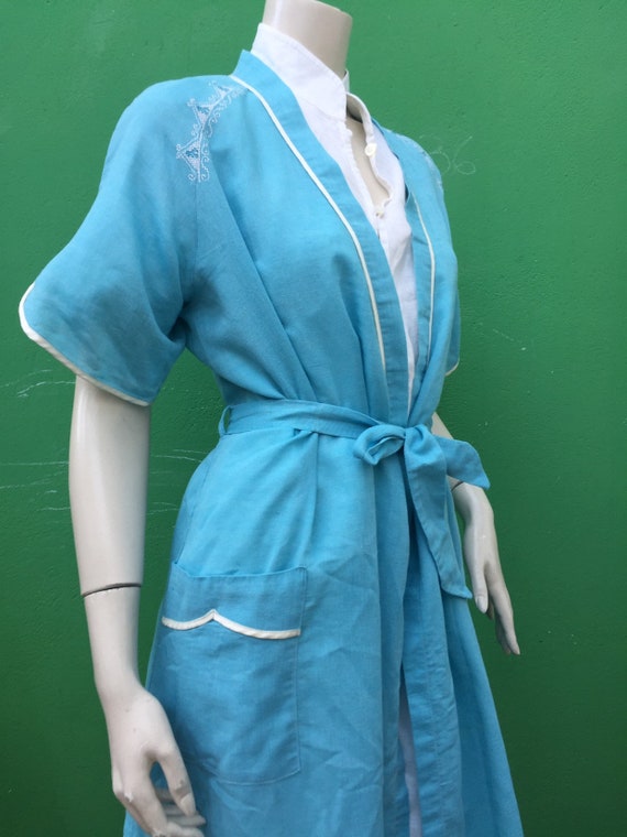 Vintage Cotton dressing GOWN | Vintage natural dressing GOWN | Blue light Cotton dressing gown| Vintage Fashion dressing gown| Fashion wine