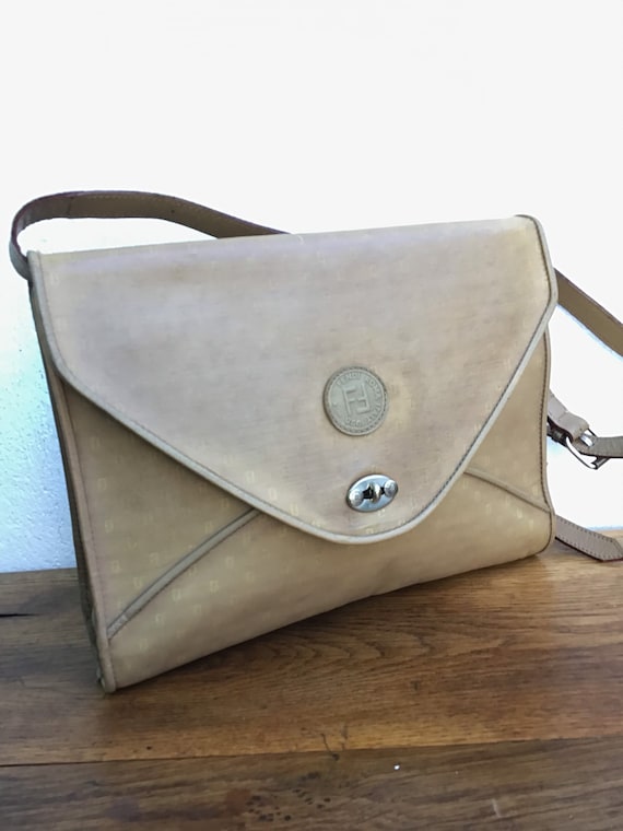 Vintage 1970s Fendi Brown Leather Crossbody Messenger Bag Italy Authentic  Rare