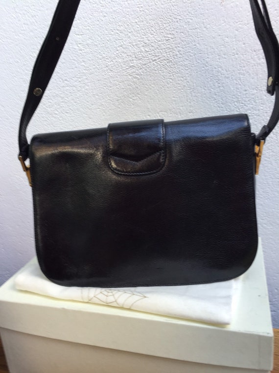 LUXURY ITALIAN BAG Luxury 80s black leather shoul… - image 8