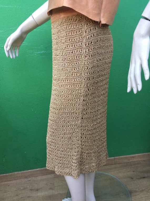 60s CROCHET NUDE SKIRT | Nude Crochet skirt| Vint… - image 6