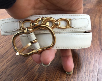 CELINE VINTAGE BELT| White leather belt | Women vintage leather belt | Fashion luxury leather belt | Rare Celine leather belt | Fashionable
