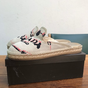 Prada CANVAS NATURAL MULES | Prada Espadrilles Mules | Fashion Vintage Prada | Prada vintage mules | Natural canvas Sabot