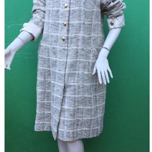VINTAGE BOUCLE DRESS| Luxury wool dress| Tailoring vintage dress| beige bouclé dress | vintage dress | vintage fashion| handmade dress