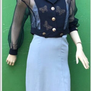 VINTAGE SILK Bolero|Navy silk bolero |Luxury vintage bolero | 80s vintage jacket| Fashion vintage girl| Vintage luxury Silk Blouse | Vintage