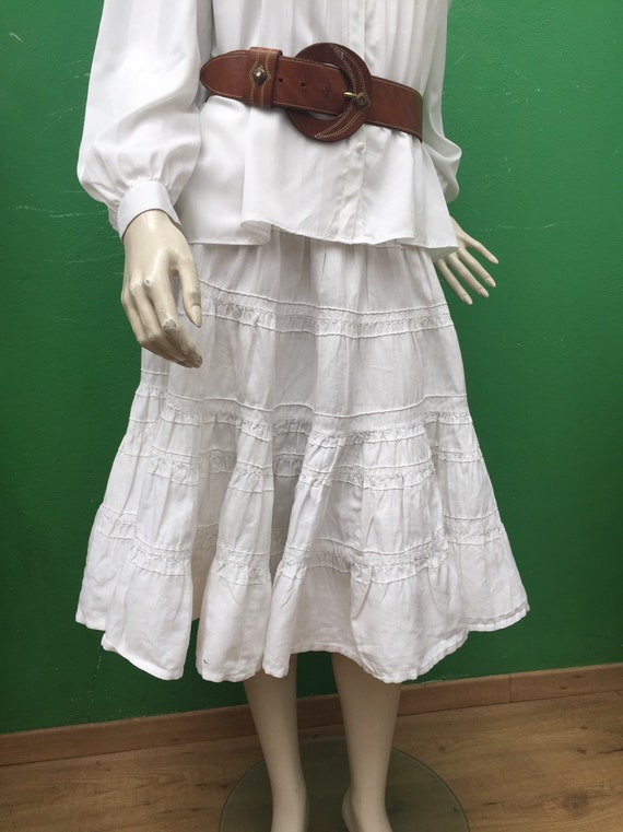 A/1 WHITE COTTON SKIRT | Long flounced skirt| Whi… - image 9