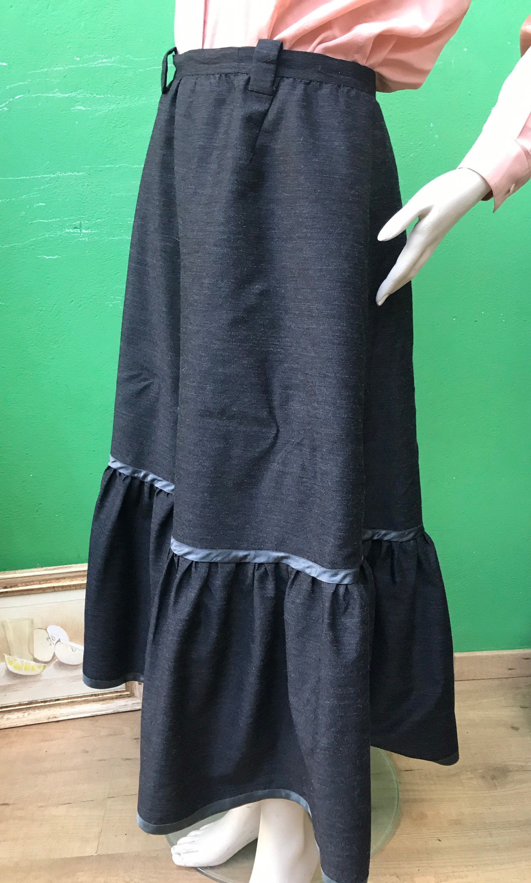 F/1 TAILORING WOOL Long SKIRT Long Skirt With Flounces - Etsy