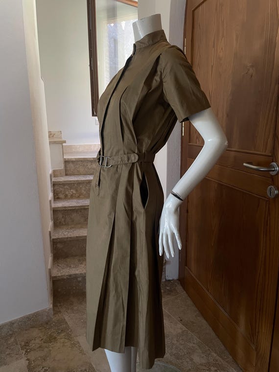 a/1 Safari COTTON DRESS|Cotton Brown Vintage Dress|Rare Vintage COTTON shirt dress|Chemisier Safari Dress|Vintage fashion Brown dress|Luxury