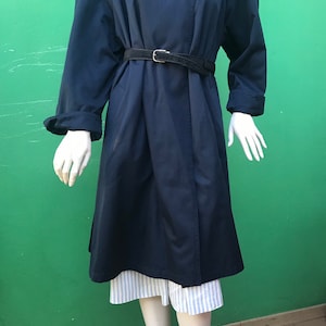 a/1 f/1 VINTAGE OVERSIZE navy Trench coat |vintage double breasted trench coat| Blue cotton trench coat| Vintage Overside trench coat|  Fashion 90s trench coat