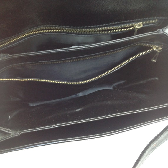 LUXURY ITALIAN BAG Luxury 80s black leather shoul… - image 9