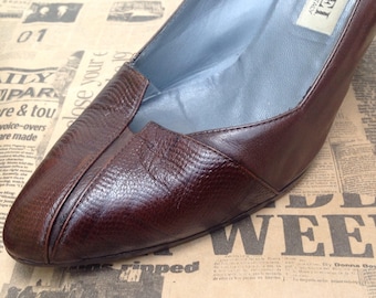Casadei Leder-Decolette | Vintage-Pumps der 90er | Handgefertigte braune Lederschuhe | Braune Lederschuhe | Casadei Vintage-Schuhe | Vintage Toskana