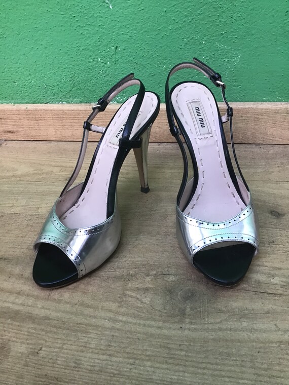 Miu miu silver sandals deals