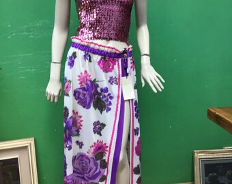 Vintage bloemen sarong | Deadstock mode sarong | Deadstock vintage rok | Vintage Deadstock bloemen sarong | Luxe design sarong