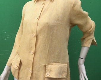 VESTE SAFARI EN LIN | Blazer vintage en lin | Veste jaune moutarde tendance | Veste safari vintage en lin | Veste safari vintage | La mode a gagné