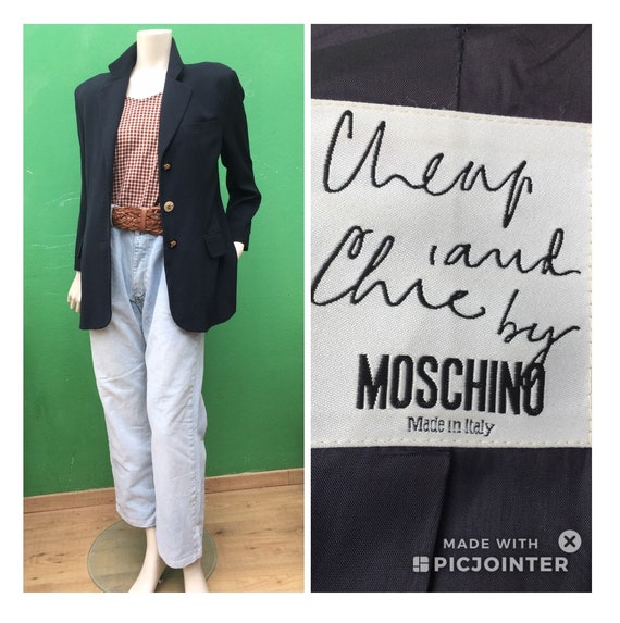 MOSCHINO WOOL JACKET 90s Moschino Navy Jacket Fas