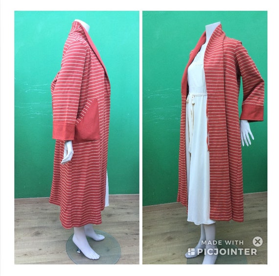 Striped dressing gown| Rust Striped dressing gown… - image 1