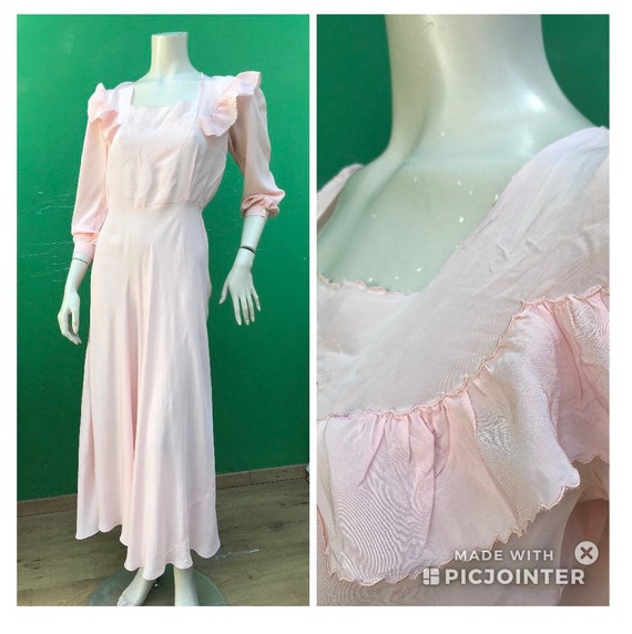 VINTAGE NIGHT SHIRT Handmade night shirt Rose sati