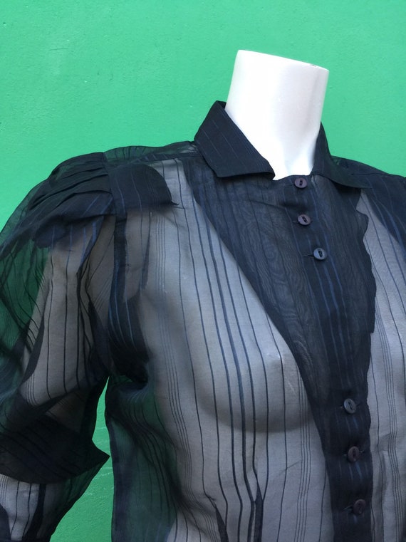 SILK BLACK SHIRT balloon sleeves Fashion shirt bal