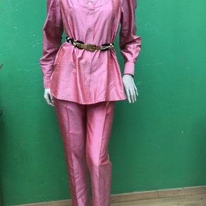 MOSCHINO SILK SET | Vintage Pink Silk set | Moschino vintage silk set | 90s Pink jset | Pants and blouse /Jacket Moschino | Vintage Moschino