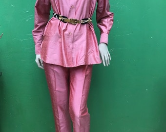 MOSCHINO SILK SET | Vintage Pink Silk set | Moschino vintage silk set | 90s Pink jset | Pants and blouse /Jacket Moschino | Vintage Moschino