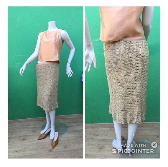 60s CROCHET NUDE SKIRT | Nude Crochet skirt| Vint… - image 5