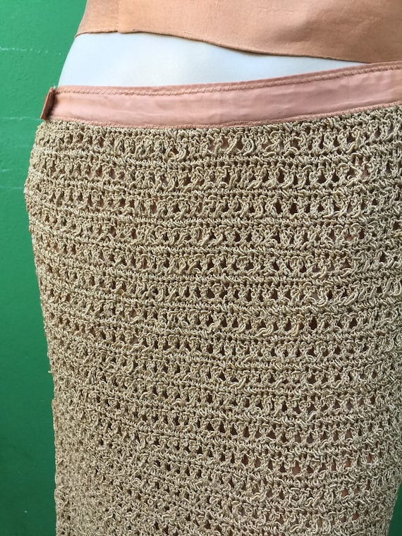 60s CROCHET NUDE SKIRT | Nude Crochet skirt| Vint… - image 10