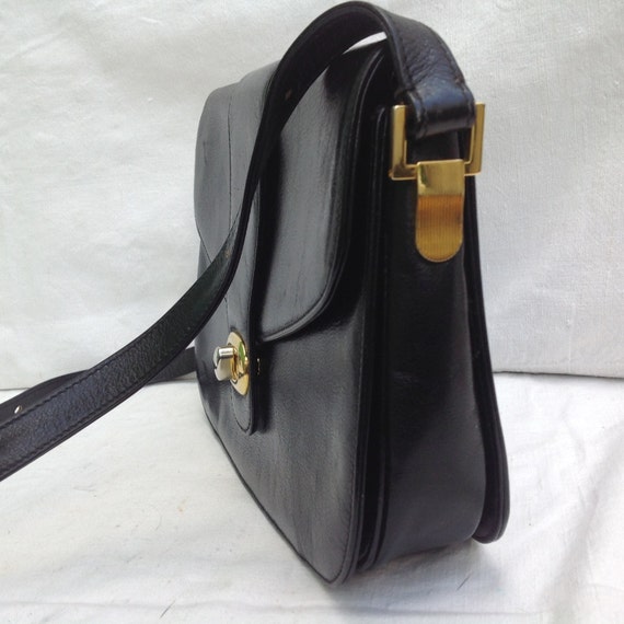 LUXURY ITALIAN BAG Luxury 80s black leather shoul… - image 6