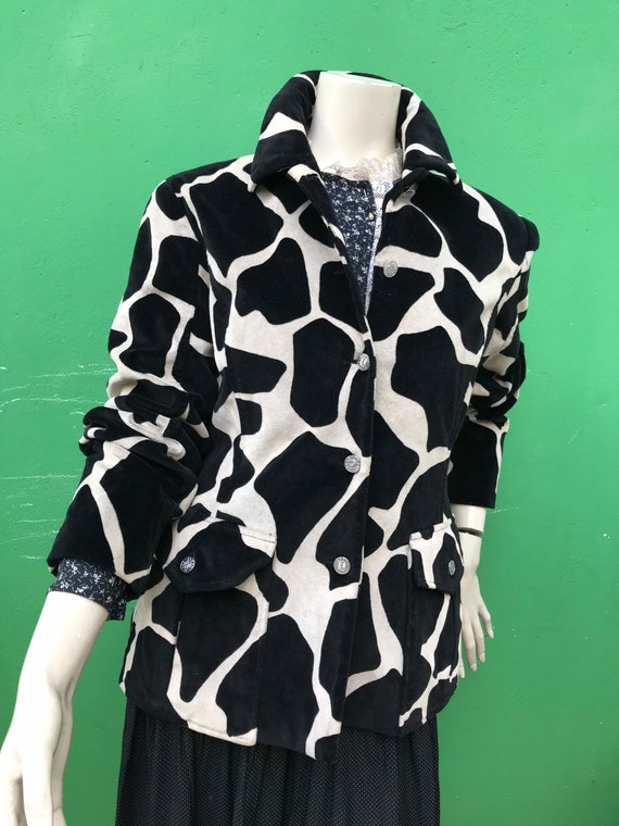 KENZO VESTE EN VELOURS Veste en jean Kenzo vintage Veste en velours noir et blanc Blazer mode velours noir et blanc Kenzo Vintage Etsy France