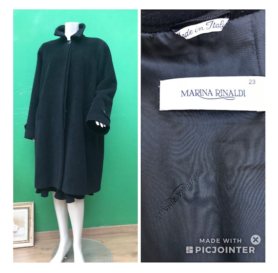 MARINA RINALDI-COAT | Black Cashmere Coat | Marin… - image 1