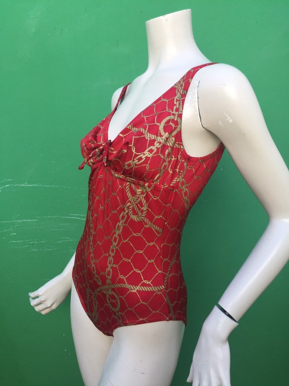 red vintage swimsuit