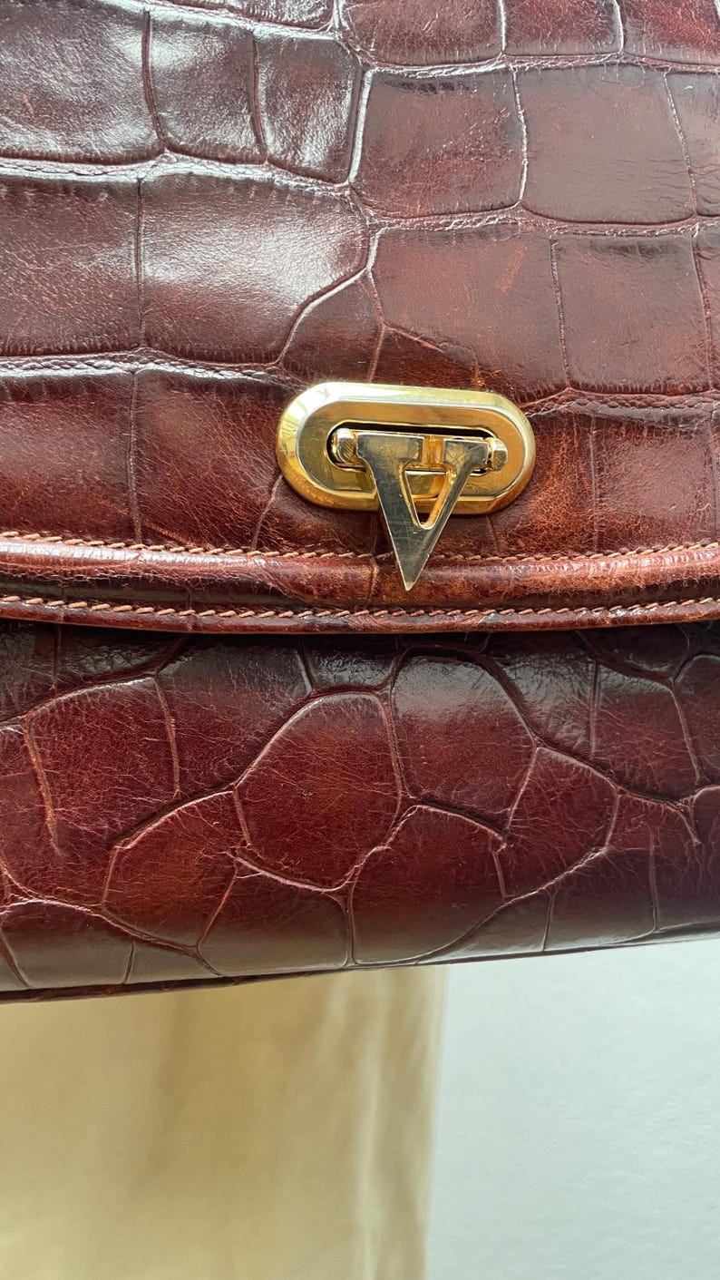 VALENTINO GARAVANI schoudertas | Tas van leer met krokodillenprint | Tas van reliëfleder | Valentino Garavani schoudertas | Valentino voor verzamelaars afbeelding 2