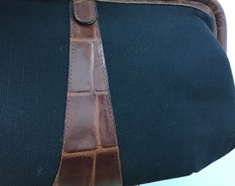 a/1 VINTAGE-LEATHER BROWN Pouch | Black/brown pouch/ shoulderbag| Fashion Vintage Pouch| Shoulderbag /Pouch | Black canvas Pouch