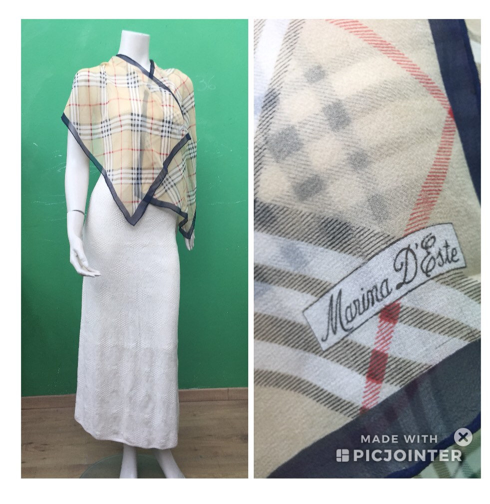 MARINA D'ESTE Vintage Scarf |silk Fashion Silk Stoles| 90s