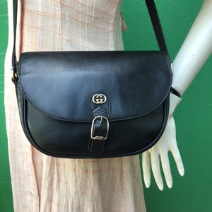 GUCCI BLACK LEATHER| Gucci Vintage Shoulderbag | Rare Fashion vintage Gucci|Gucci vintage bag| Rare luxury Bag Gucci| Gucci vintage fashion