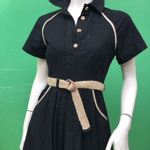 f/1 VINTAGE BLACK COTTON Dress | Black Natural cott dress |80s black Dress |black Cotton dress| Original Vintage dress| 90s fashion Vintage