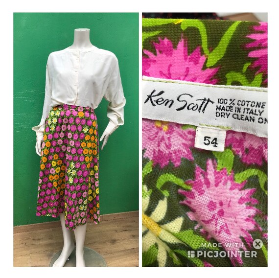 KEN SCOTT Floral SKIRT | Vintage cotton floral ski