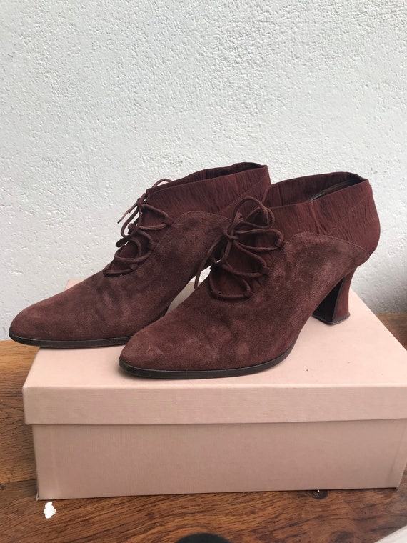 ANKLE BOOTS SUEDE| Vintage burgundy ankle boots |