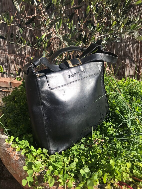 LEATHER VINTAGE BUCKET Valentina black leather buc