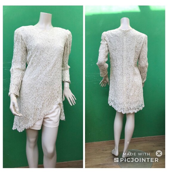 LACE MINI DRESS | Fashion Cream Lace Mini Dress| … - image 2