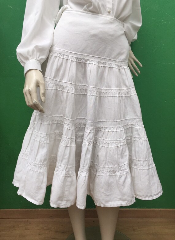 A/1 WHITE COTTON SKIRT | Long flounced skirt| Whi… - image 5