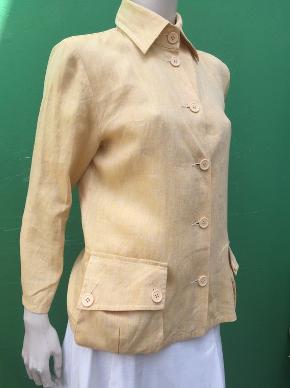 SAFARI LINEN JACKET| Vintage Blazer linen| Fashion Giallo senape Jacket| Linen safari Vintage jacket| Vintage Safari Jacket| Fashion vintage