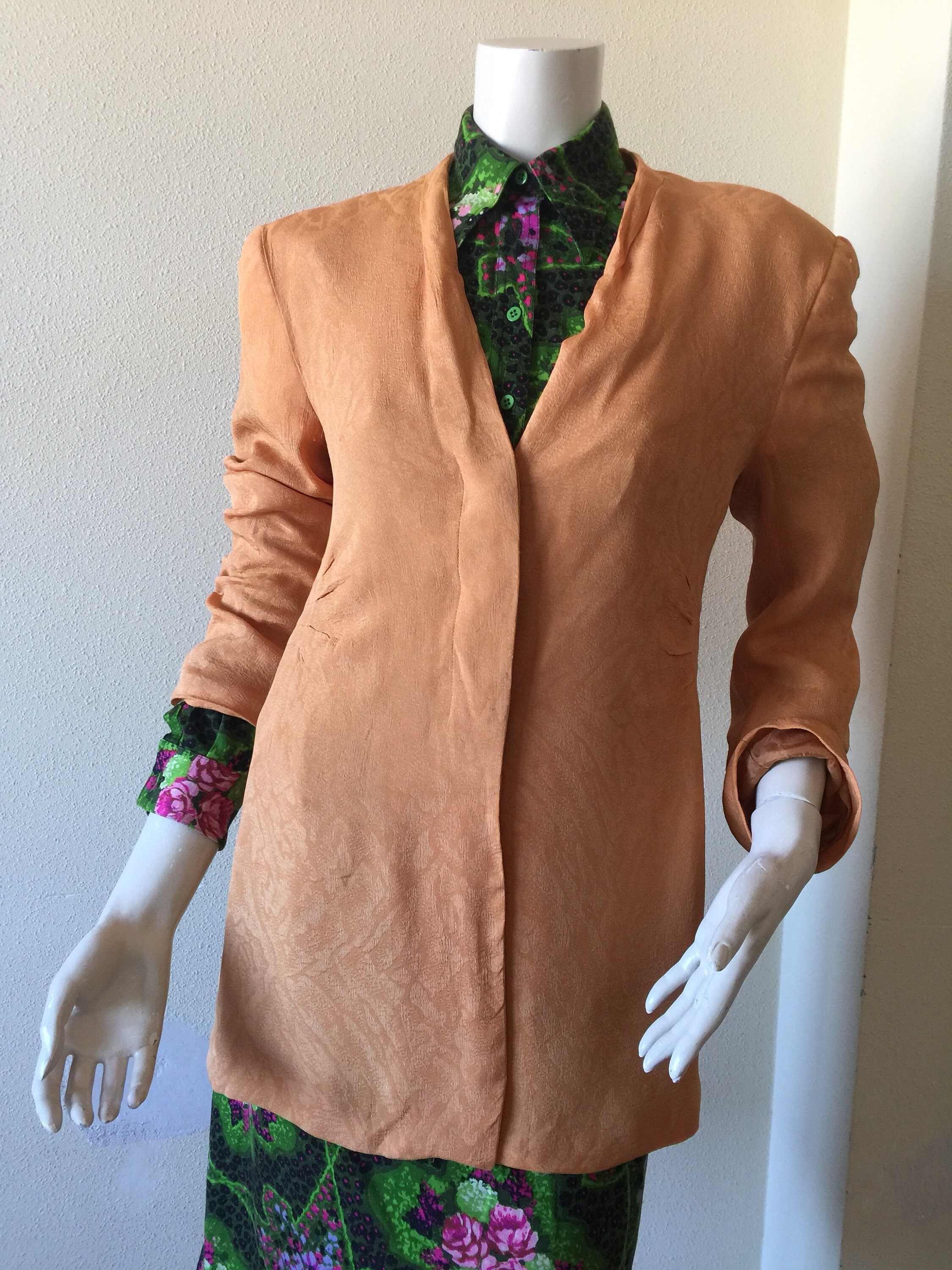 GIORGIO ARMANI Blazer|apricot Silk Blazer|90s Giorgio Armani