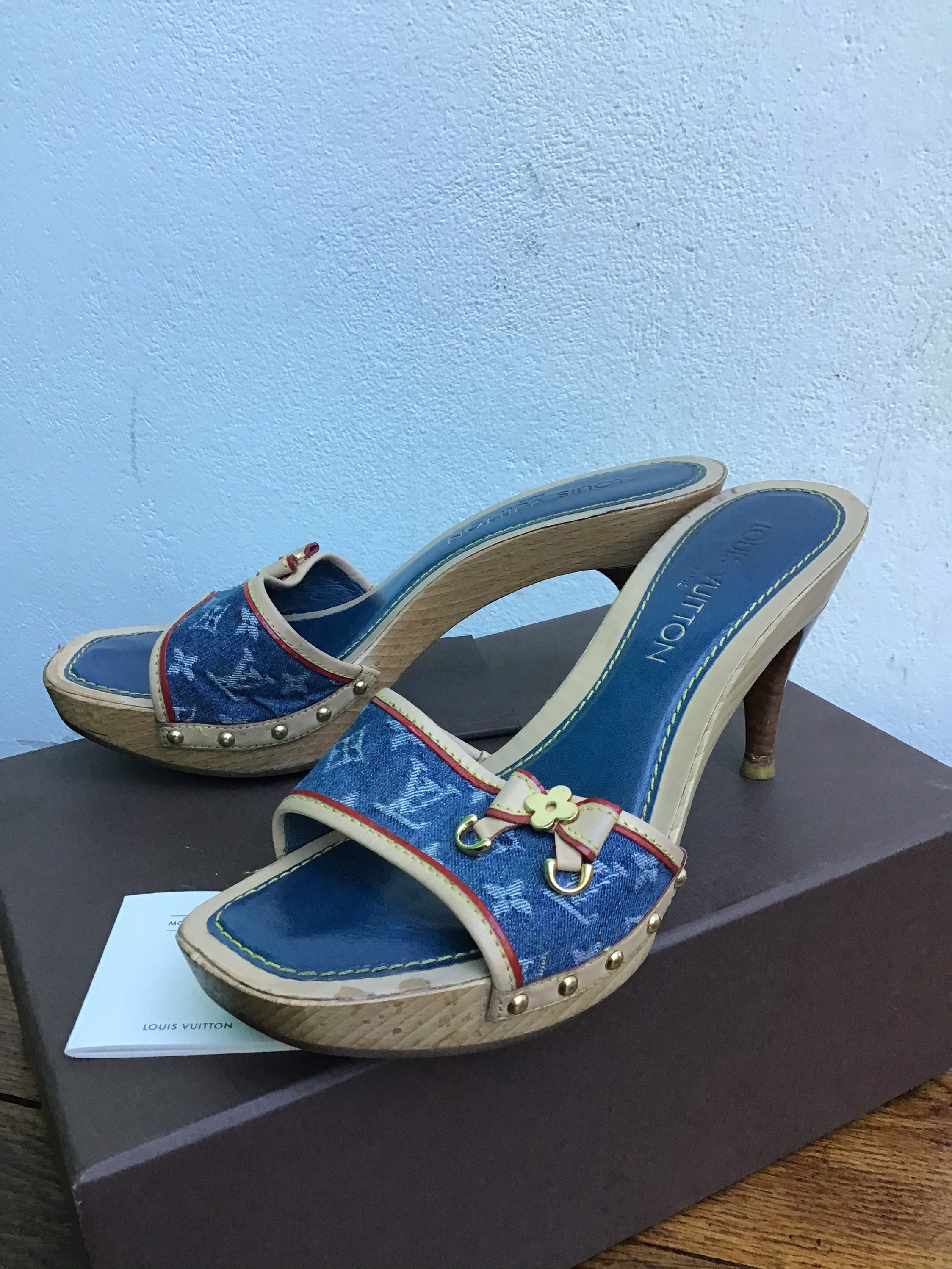 louis vuitton denim heels