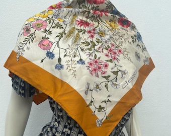 DESTE SILK SCARF| Vintage Floral fashion scarf | Silk Vintage Scarf | fashion designer | Silk floral scarf design| vintage scarf