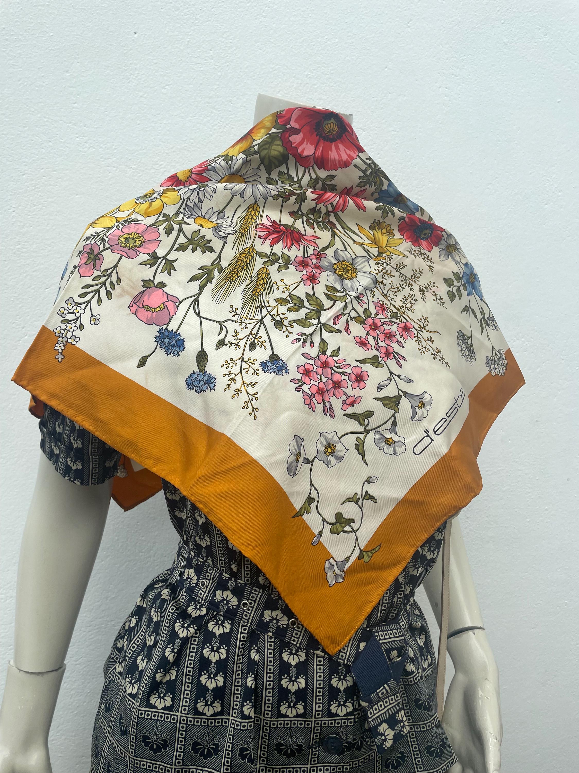 Lot De 2 Foulards Vintage En Soie - Soie Et Crêpe De Soie - Multicouleur - Très Bon état - Fabriqué En France