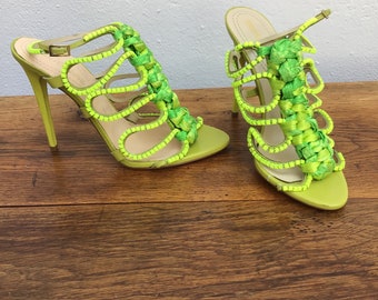 ROBERTO CAVALLI SANDALS | High Heels Satin Green Sandals |vintage