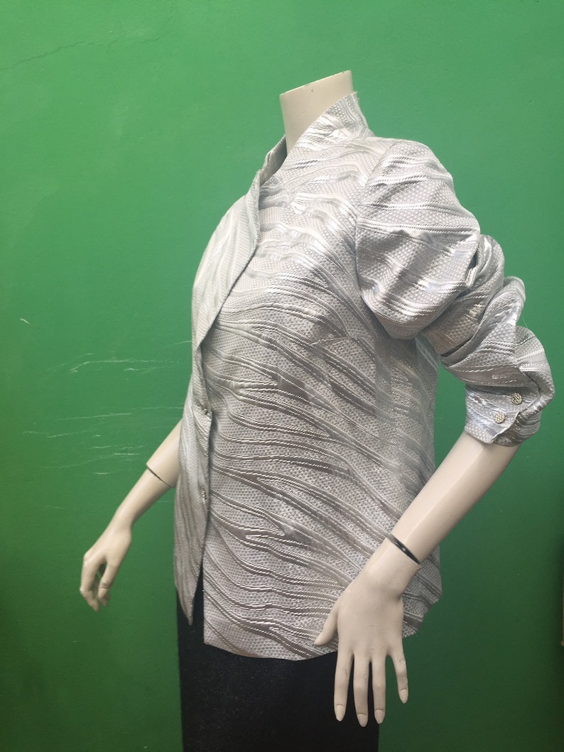 LUREX BROCCATO SILVER Jacket 90s Sartorial Jacket Silver lurex jacket Vintage silver jacket