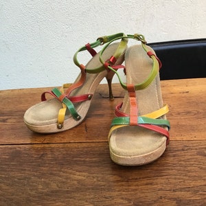MIU MIU VINTAGE Sandals multicolored sandals| Leather fashion vintage Miu Miu sandals | Vintage Miu Miu Sandals| Fashionable Miu Miu sandals