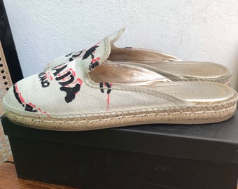 Prada CANVAS NATURAL MULES | Prada espadrillas Mules| Fashion Vintage Prada| Prada vintage sabot| Natural canvas Sabot|Prada espadrillas