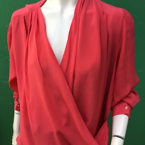 a/1 VINTAGE RED SILK Blouse | Oversized red silk blouse | Fashion vintage blouse | Large red blouse | Vintage blouse| 90s vintage silk blouse